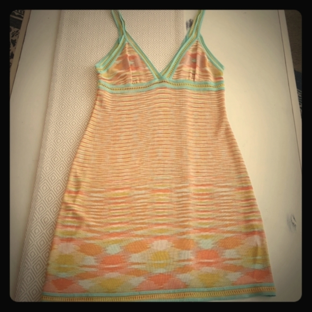 Missoni Dress Mint and Orange Yellow Vintage Dress